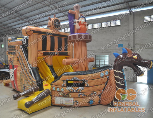 Pirate ship inflatable slide