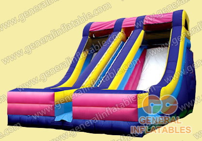 Inflatable two lanes slide