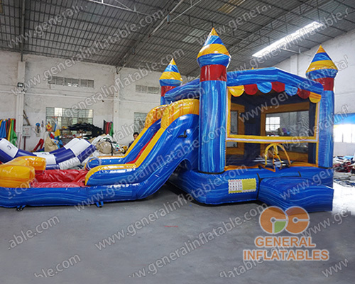 Inflatable marble color combo with slide wet/dry
