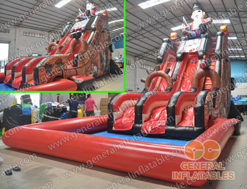 Pirate slide with pool