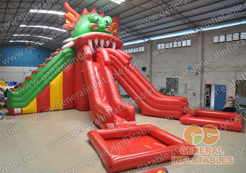 Dragon slide with pool