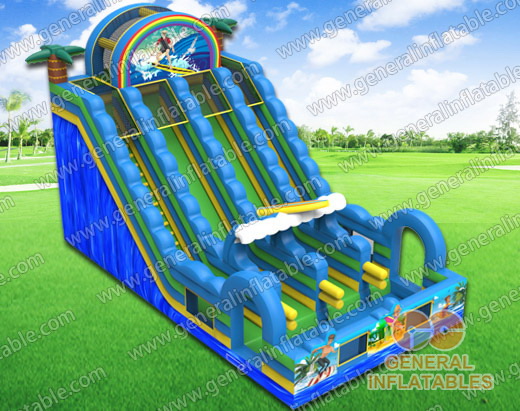 Surf 3 lanes water slide with pool