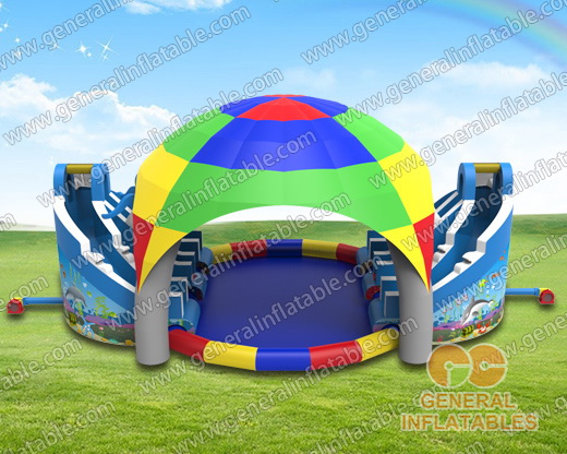 Ocean water park with tent