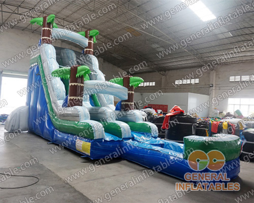 Jungle trees water slide with pool